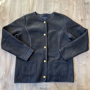 Susan Graver Weekend Jacket Women Small Black Bonded Faux Suede Polar Fleece